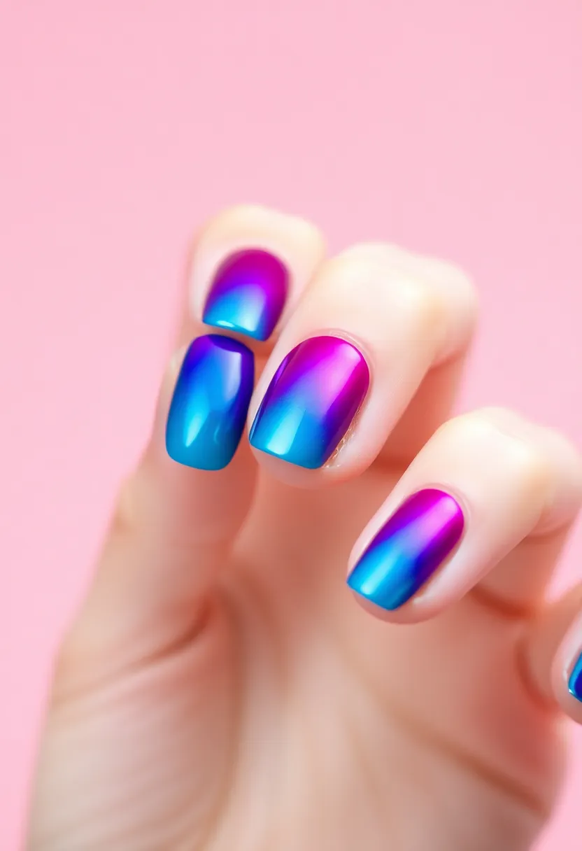 28 Shiny Chrome Nail Ideas for Futuristic Glam - 4. Colorful Chrome Ombre