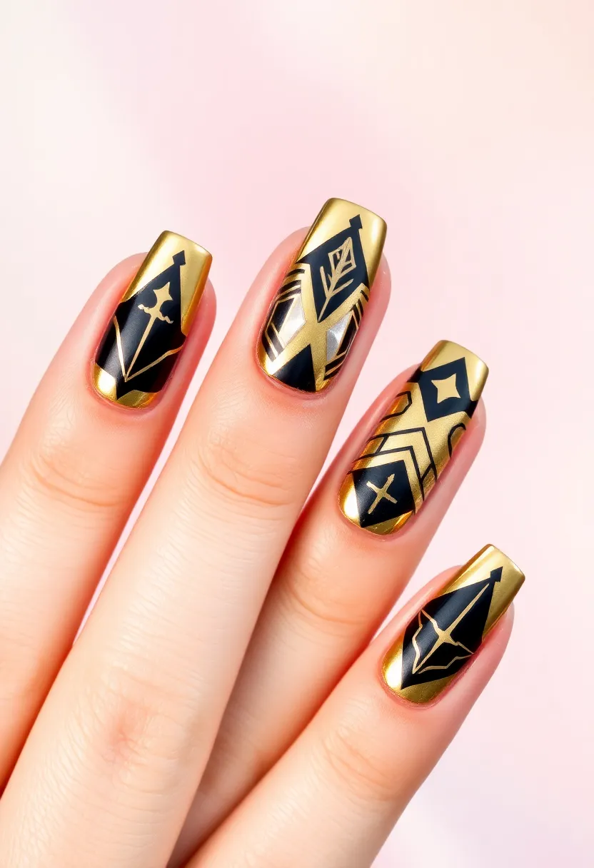 28 Shiny Chrome Nail Ideas for Futuristic Glam - 5. Geometric Chrome Patterns