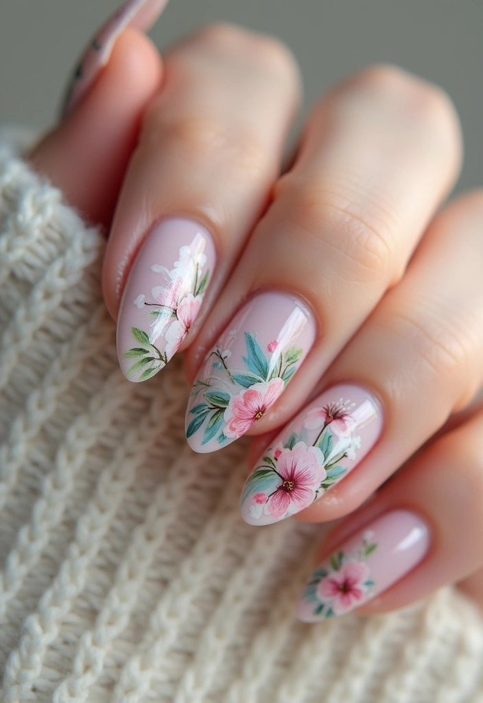 28 Simple Nail Inspo for Minimalist Magic That Wows - 20. Simple Floral Watercolor
