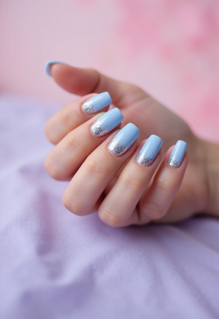 28 Soft Light Blue Nail Ideas for Pastel - 1. Soft Blue Ombre Bliss