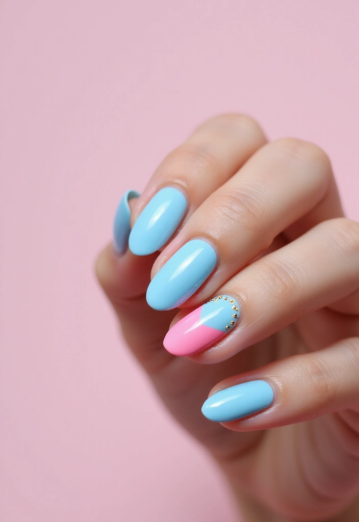 28 Soft Light Blue Nail Ideas for Pastel - 18. Soft Blue with Contrast Tips