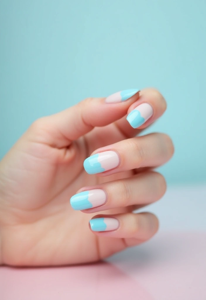 28 Soft Light Blue Nail Ideas for Pastel - 6. Minimalist Blue Tips