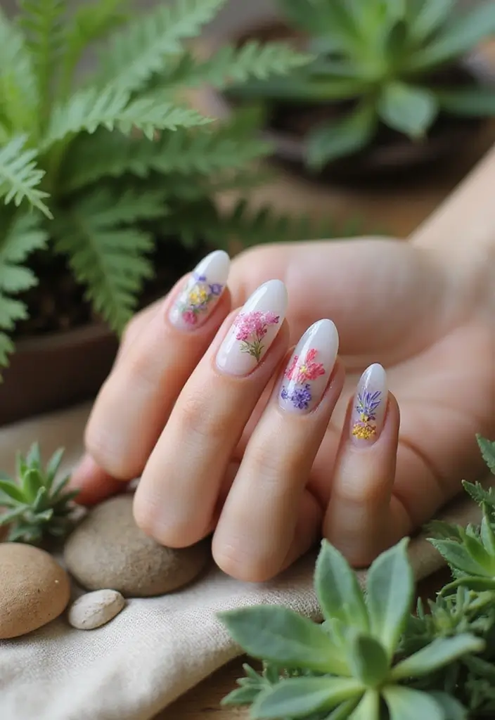 28 Spring 2025 Nail Ideas for Blooming - 1. Eco-Chic Garden Vibes