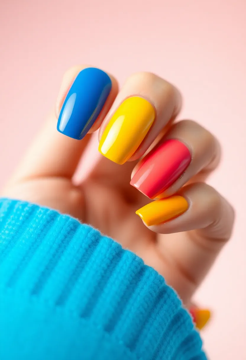 28 Spring 2025 Nail Ideas for Blooming - 12. Color Blocked Delight