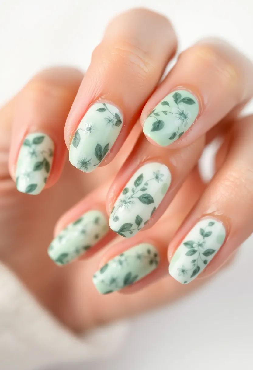 28 Spring 2025 Nail Ideas for Blooming - 14. Monochrome Floral Art