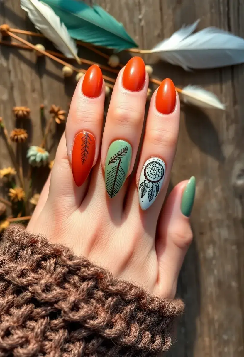 28 Spring 2025 Nail Ideas for Blooming - 16. Boho Chic Patterns