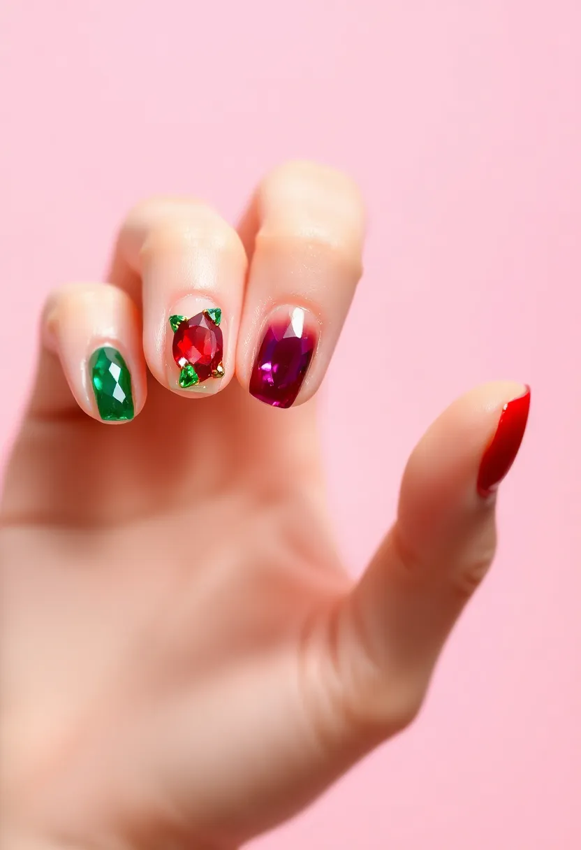 28 Spring 2025 Nail Ideas for Blooming - 17. Statement Gem Accents