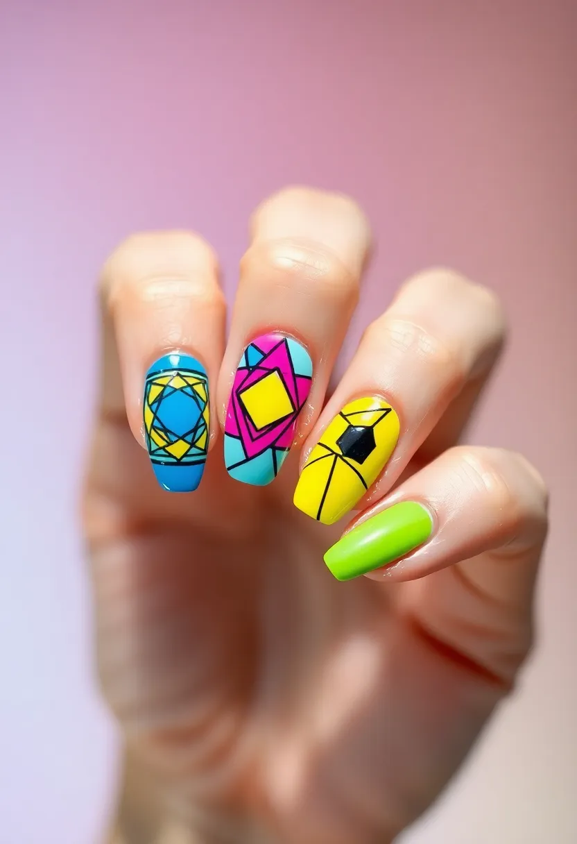 28 Spring 2025 Nail Ideas for Blooming - 9. Bold Graphic Shapes