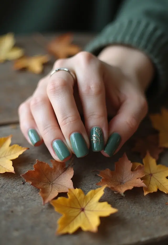 28 Vibrant Green Nail Ideas for Eco-Chic - 10. Forest Floor