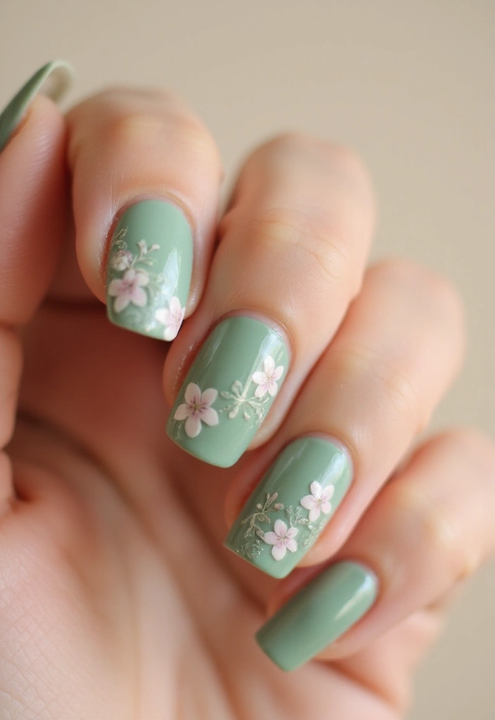 28 Vibrant Green Nail Ideas for Eco-Chic - 13. Sage Sophistication