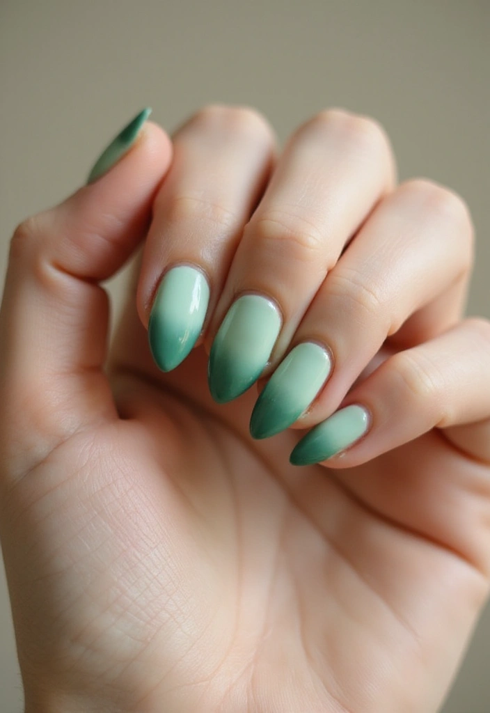 28 Vibrant Green Nail Ideas for Eco-Chic - 15. Green Ombre