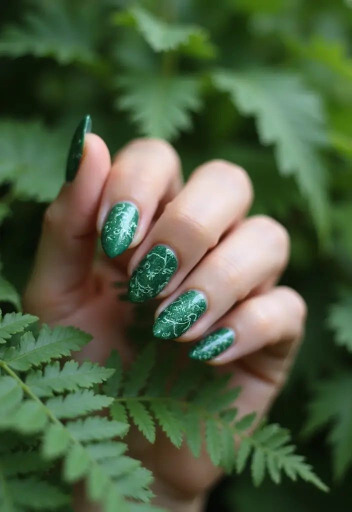 28 Vibrant Green Nail Ideas for Eco-Chic - 17. Botanical Bliss