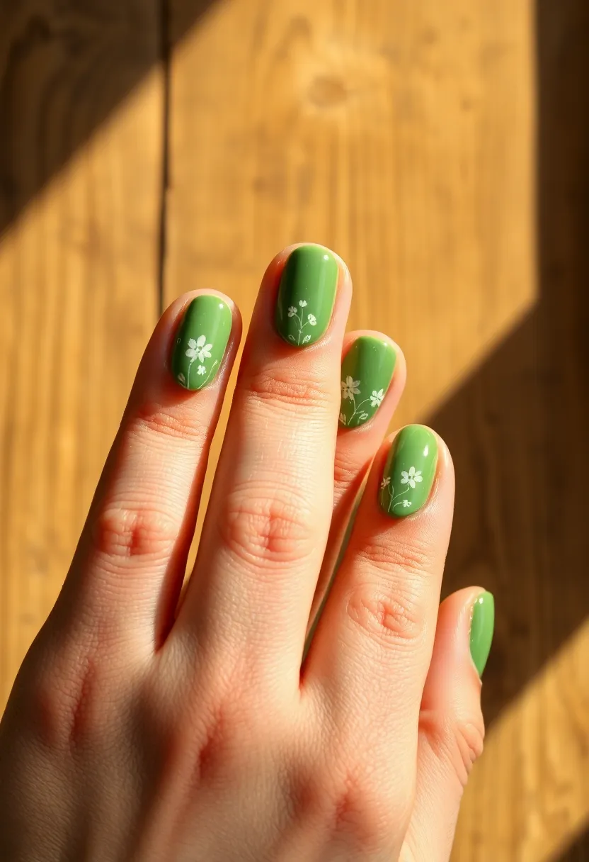 28 Vibrant Green Nail Ideas for Eco-Chic - 20. Vintage Green