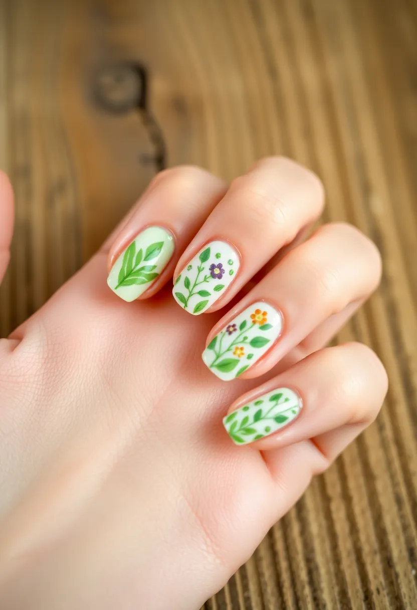 28 Vibrant Green Nail Ideas for Eco-Chic - 21. Green Nail Art Stickers