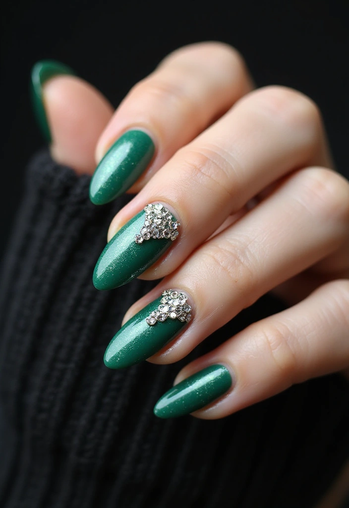 28 Vibrant Green Nail Ideas for Eco-Chic - 7. Jade Jewel