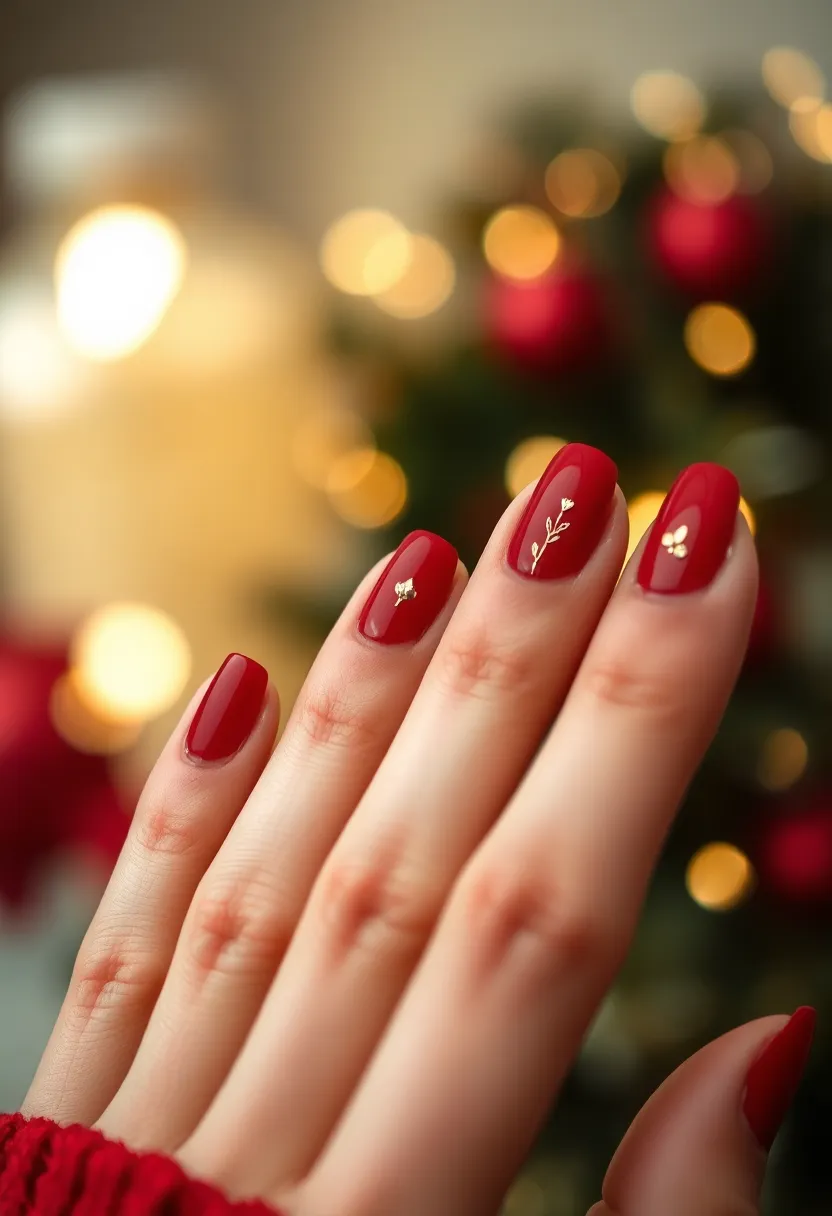 30 Acrylic Christmas Nail Ideas for Holiday - 15. Classic Red & Gold
