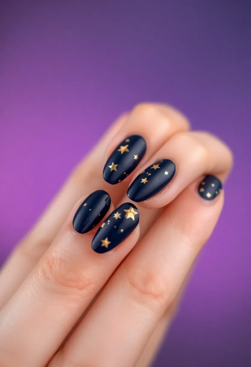 30 Acrylic Christmas Nail Ideas for Holiday - 16. Starry Night