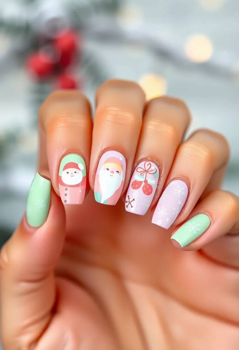 30 Acrylic Christmas Nail Ideas for Holiday - 17. Vintage Christmas