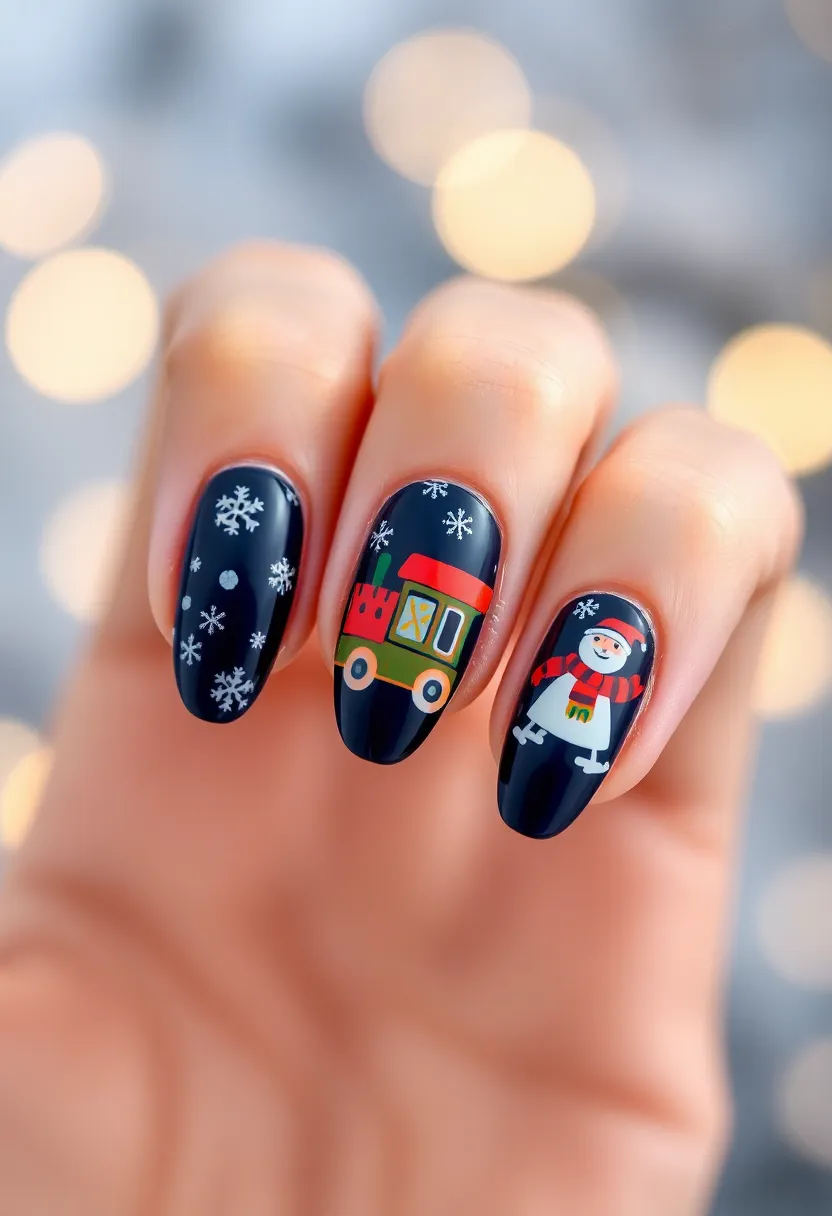 30 Acrylic Christmas Nail Ideas for Holiday - 19. Polar Express