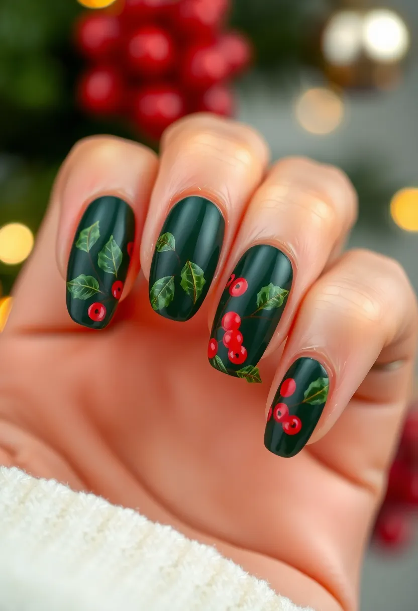 30 Acrylic Christmas Nail Ideas for Holiday - 21. Mistletoe Kisses