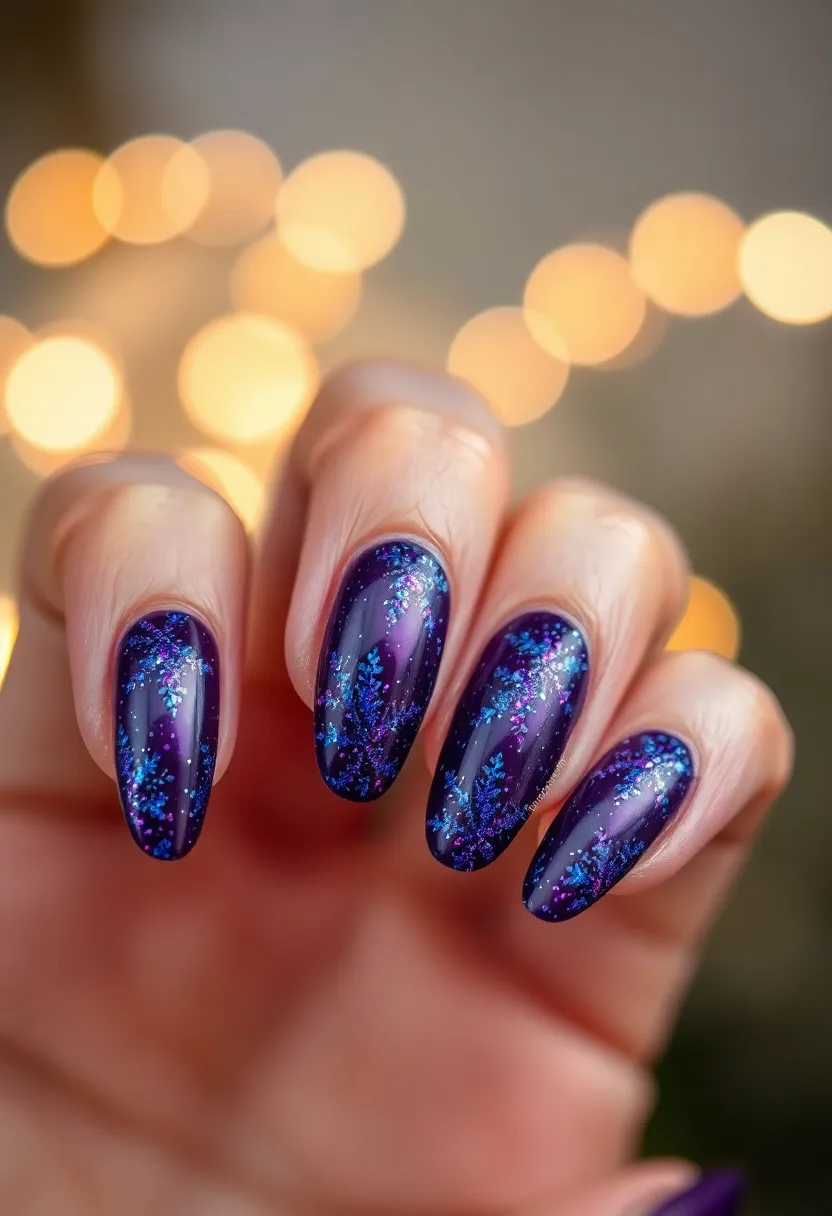 30 Acrylic Christmas Nail Ideas for Holiday - 28. Tinsel and Twinkle