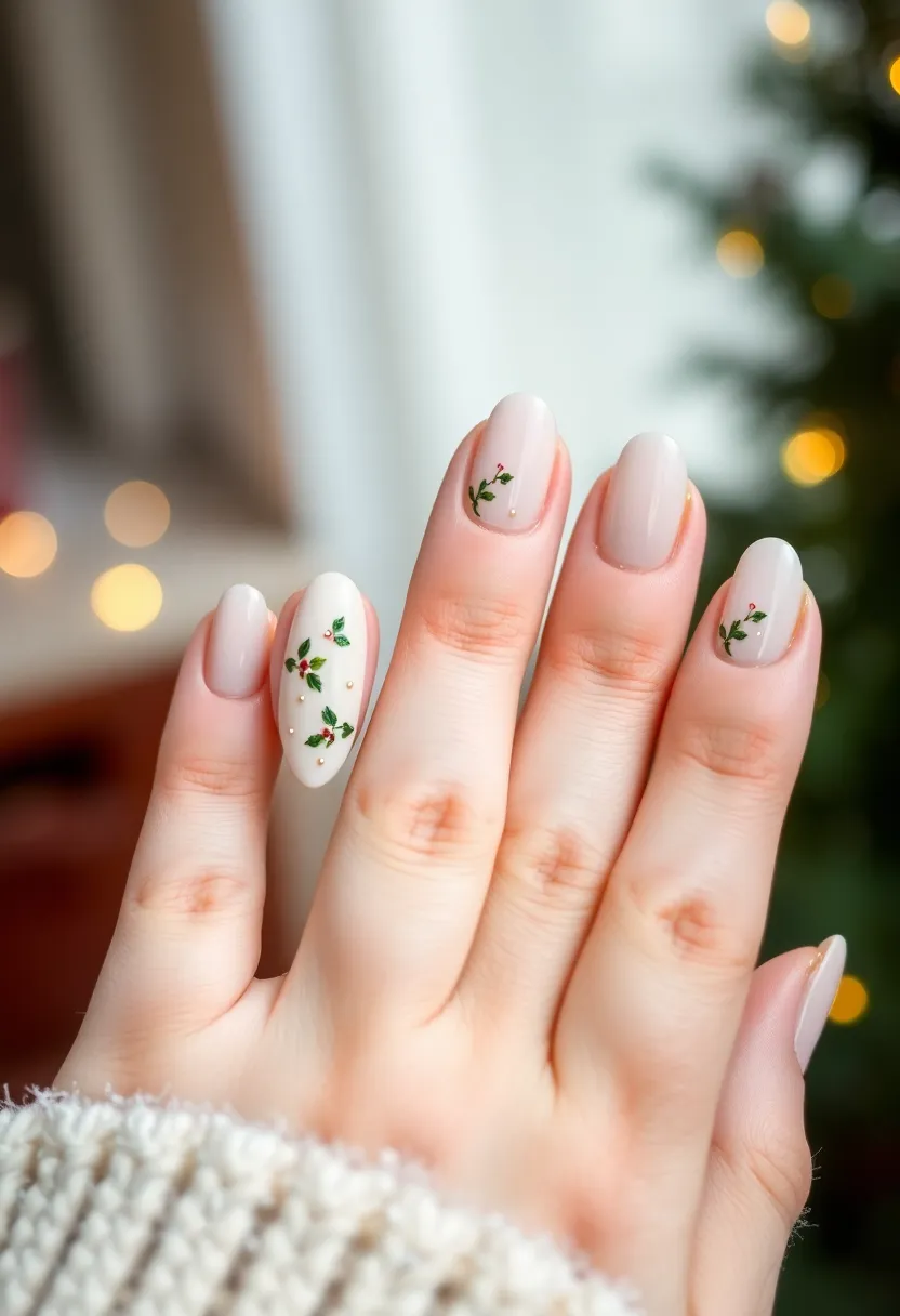 30 Acrylic Christmas Nail Ideas for Holiday - 30. Merry Mistletoe
