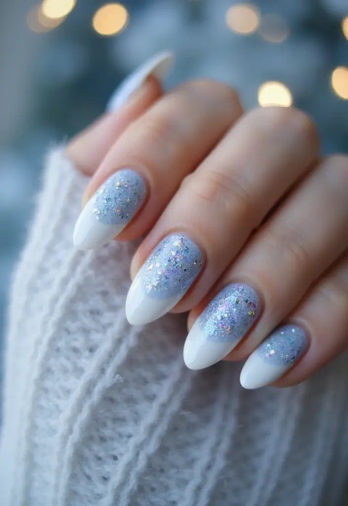 30 Acrylic Christmas Nail Ideas for Holiday - 5. Winter Wonderland Ombre
