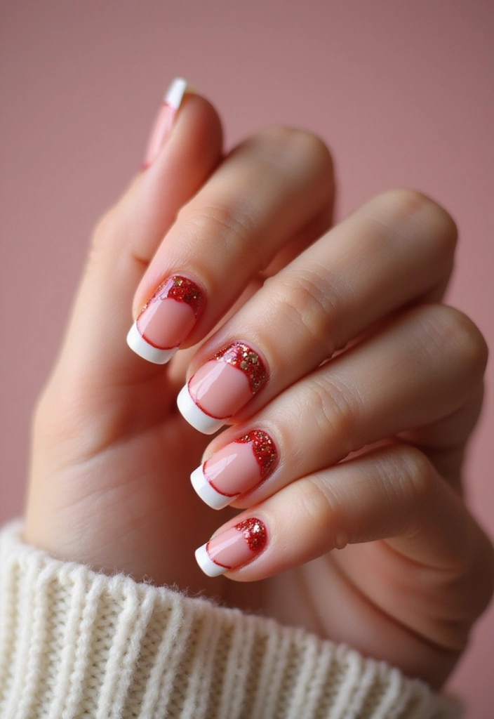 30 Acrylic Christmas Nail Ideas for Holiday - 7. Festive French Tips