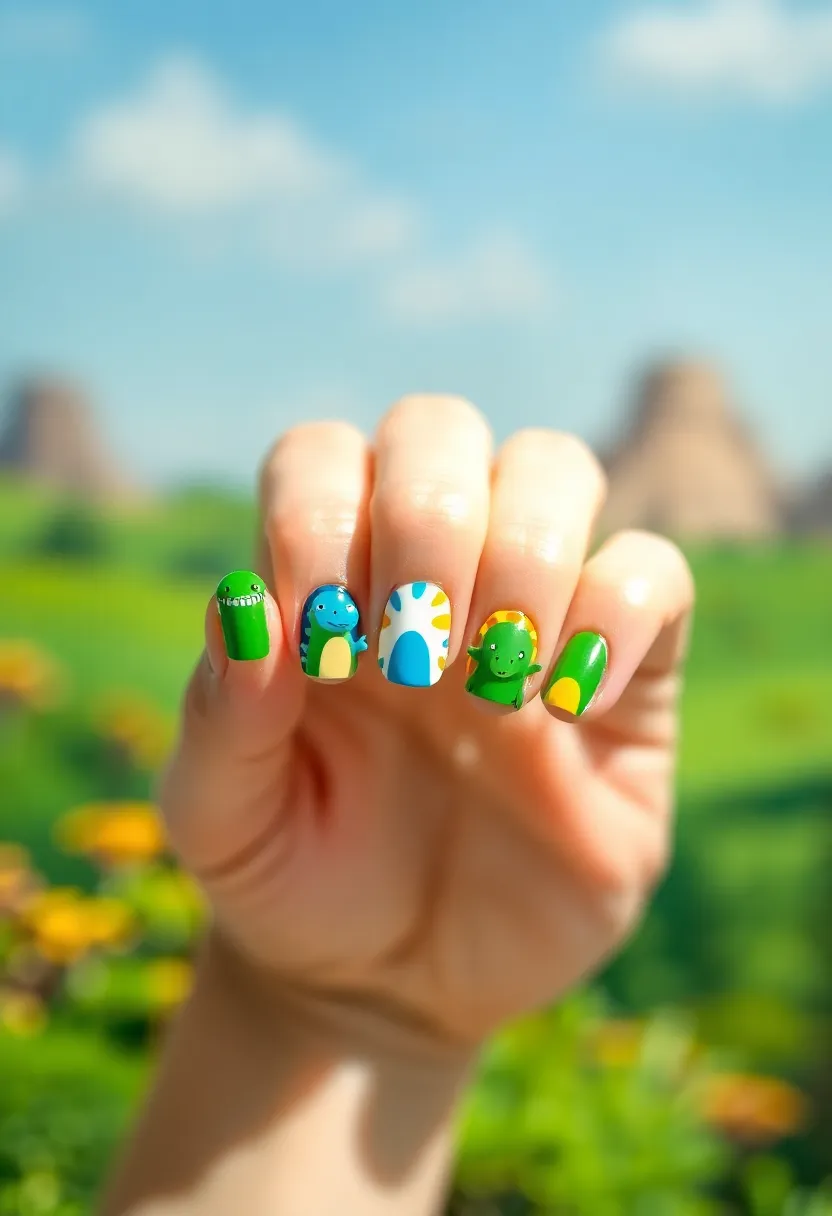 30 Adorable Cute Nail Ideas for Kids' Playful Adventures - 16. Dino-Mite Nails