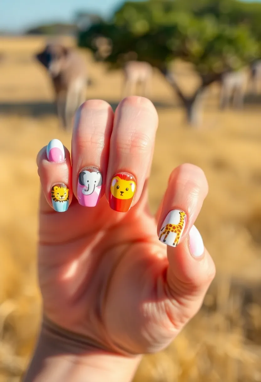 30 Adorable Cute Nail Ideas for Kids' Playful Adventures - 19. Sweet Safari
