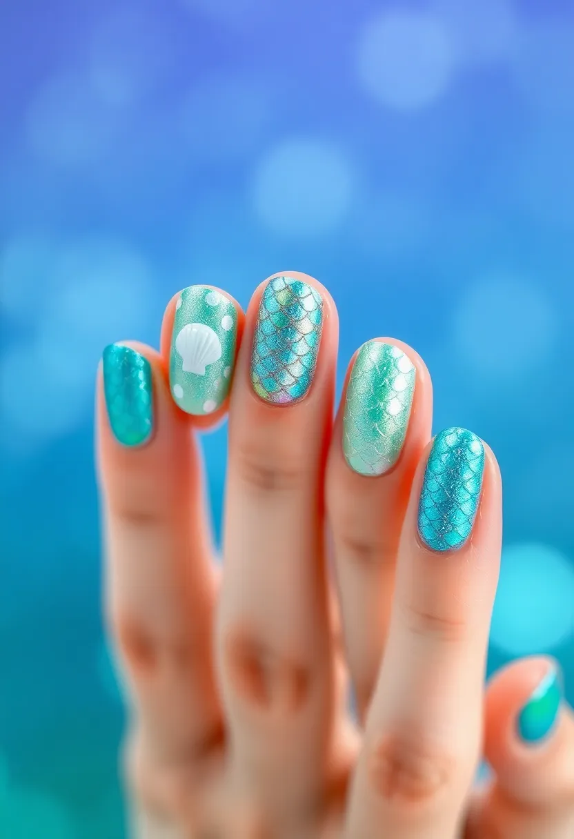 30 Adorable Cute Nail Ideas for Kids' Playful Adventures - 21. Magical Mermaids