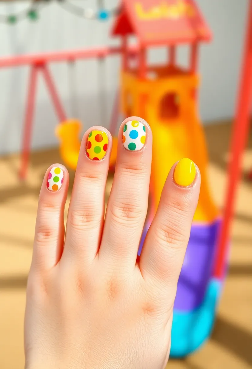 30 Adorable Cute Nail Ideas for Kids' Playful Adventures - 23. Fun Polka Dots