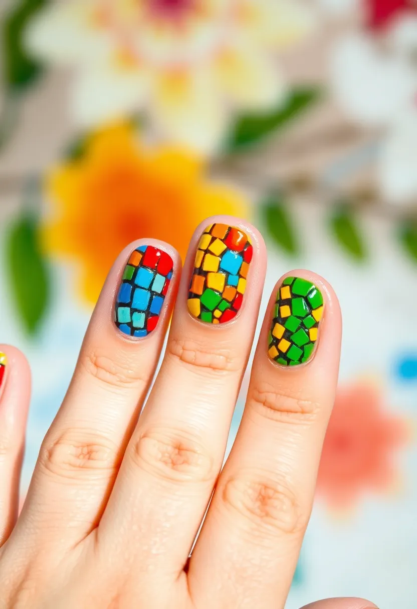 30 Adorable Cute Nail Ideas for Kids' Playful Adventures - 25. Magical Mosaics