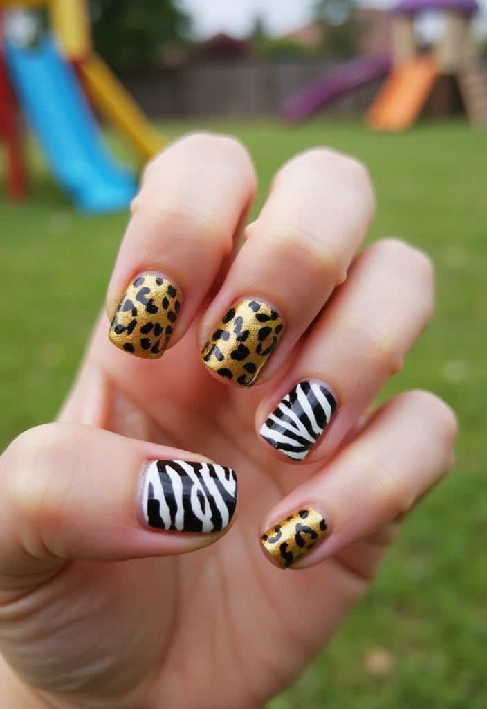 30 Adorable Cute Nail Ideas for Kids' Playful Adventures - 3. Animal Prints