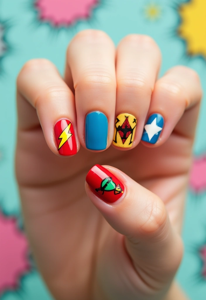 30 Adorable Cute Nail Ideas for Kids' Playful Adventures - 6. Superhero Style