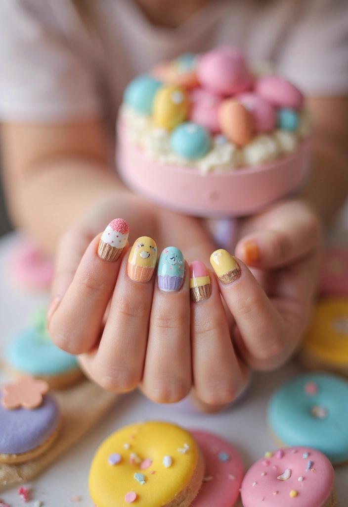 30 Adorable Cute Nail Ideas for Kids' Playful Adventures - 7. Sweet Treats