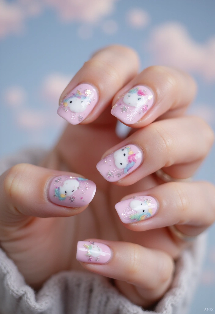30 Adorable Cute Nail Ideas for Kids' Playful Adventures - 8. Magical Unicorns