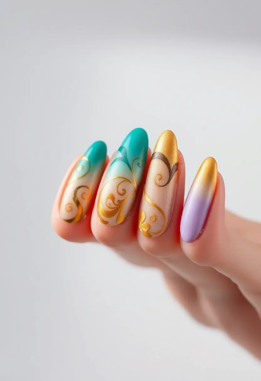 30 Almond Nail Inspo for Sleek Sophistication - 11. Artistic Swirls