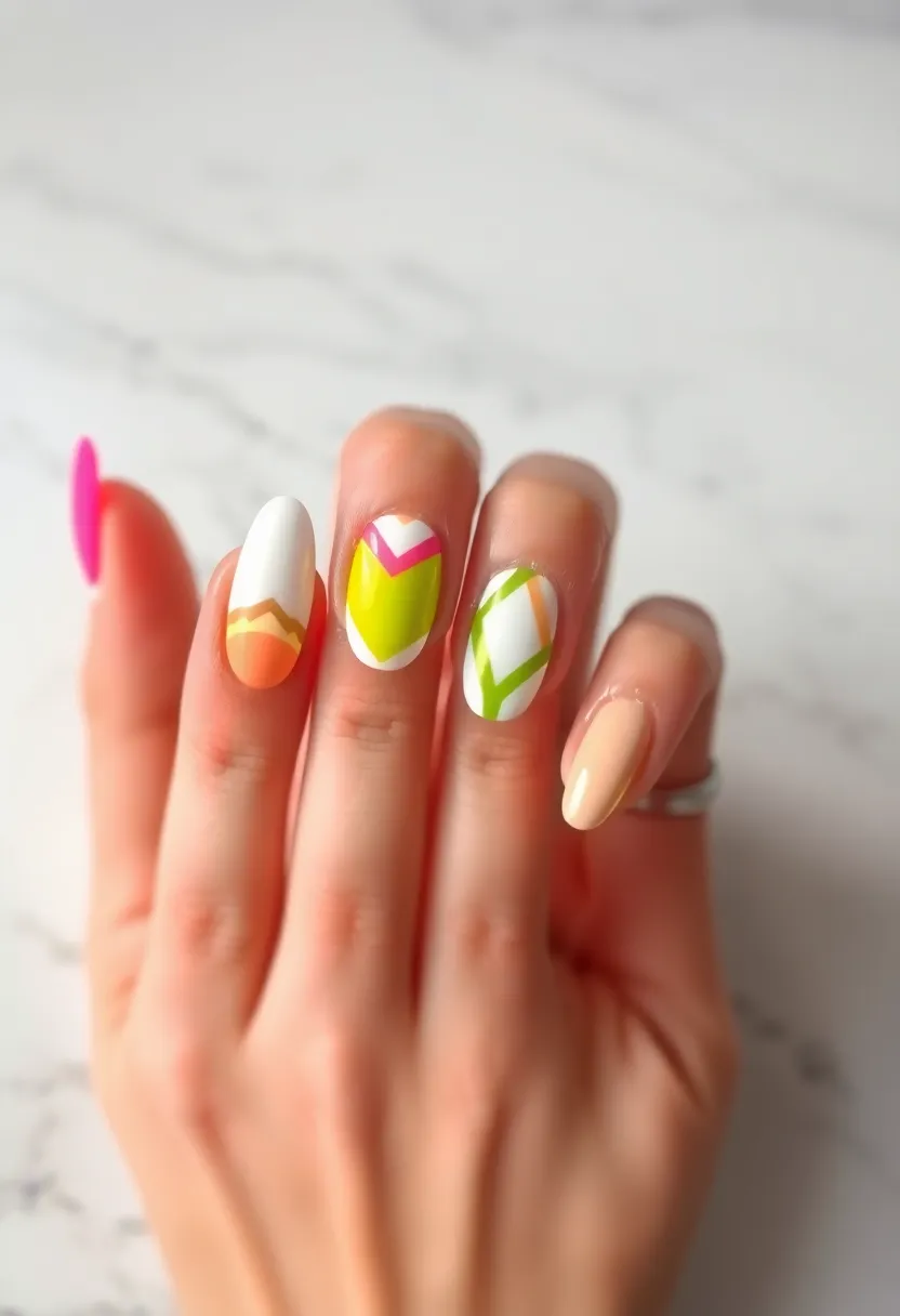 30 Almond Nail Inspo for Sleek Sophistication - 23. Sophisticated Palm Leaf Motif