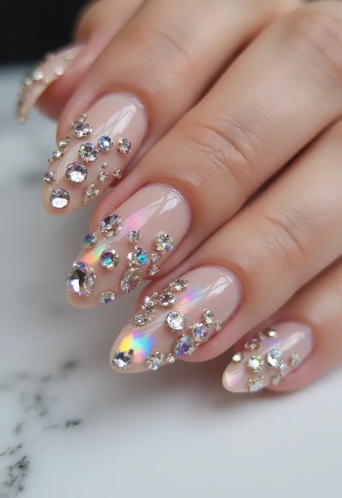 30 Almond Nail Inspo for Sleek Sophistication - 8. Crystal Accents