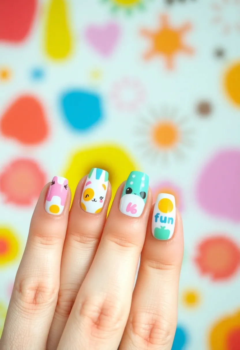30 Classic Acrylic French Tip Nail Ideas for Eternal Chic - 11. Cartoon-Inspired Tips