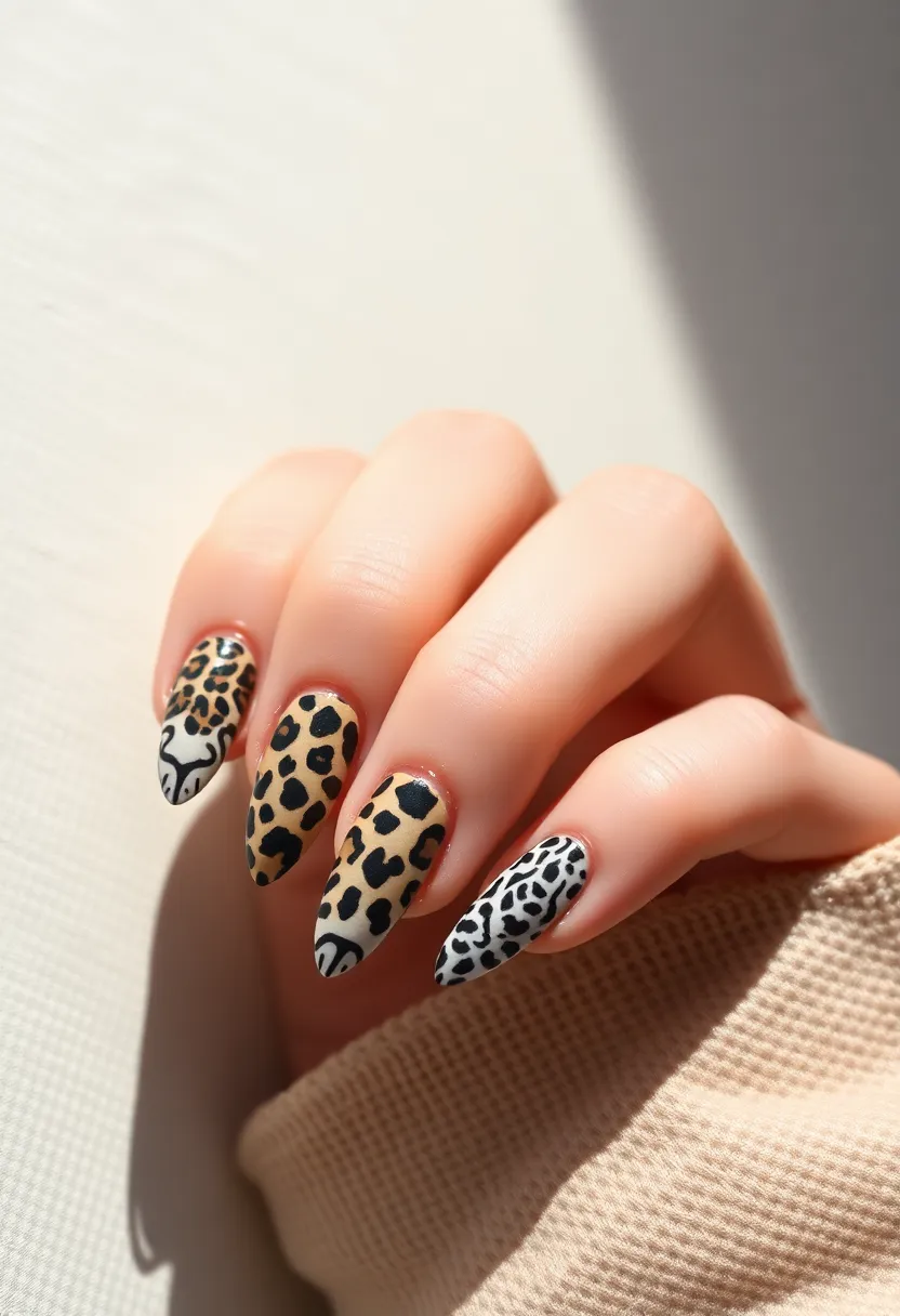 30 Classic Acrylic French Tip Nail Ideas for Eternal Chic - 20. Animal Print French Tips