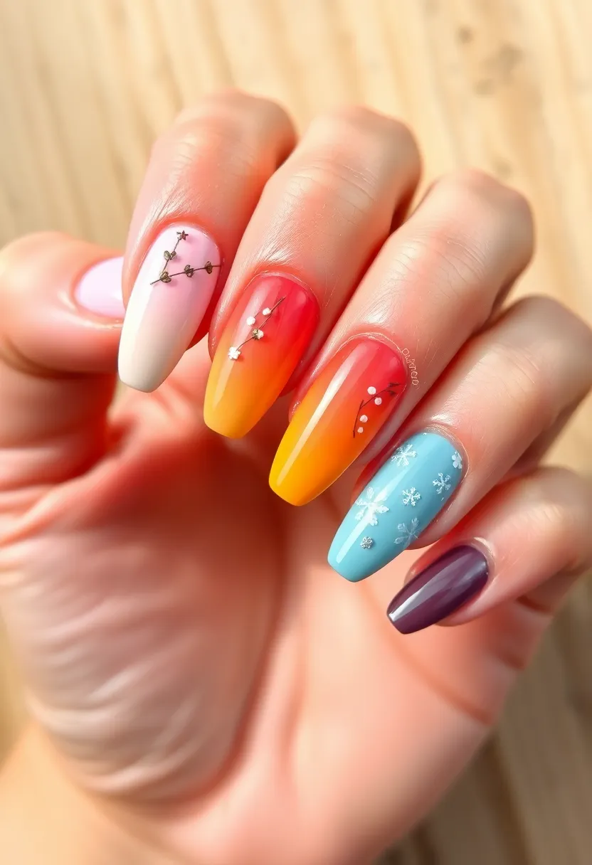30 Classic Acrylic French Tip Nail Ideas for Eternal Chic - 23. Seasonal Color Palette