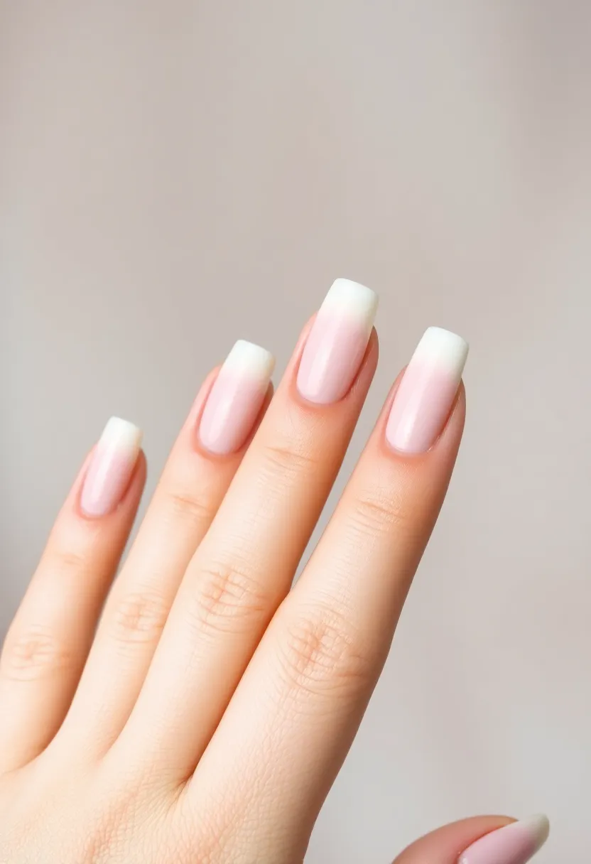 30 Classic Acrylic French Tip Nail Ideas for Eternal Chic - 24. Soft Gradient Tips
