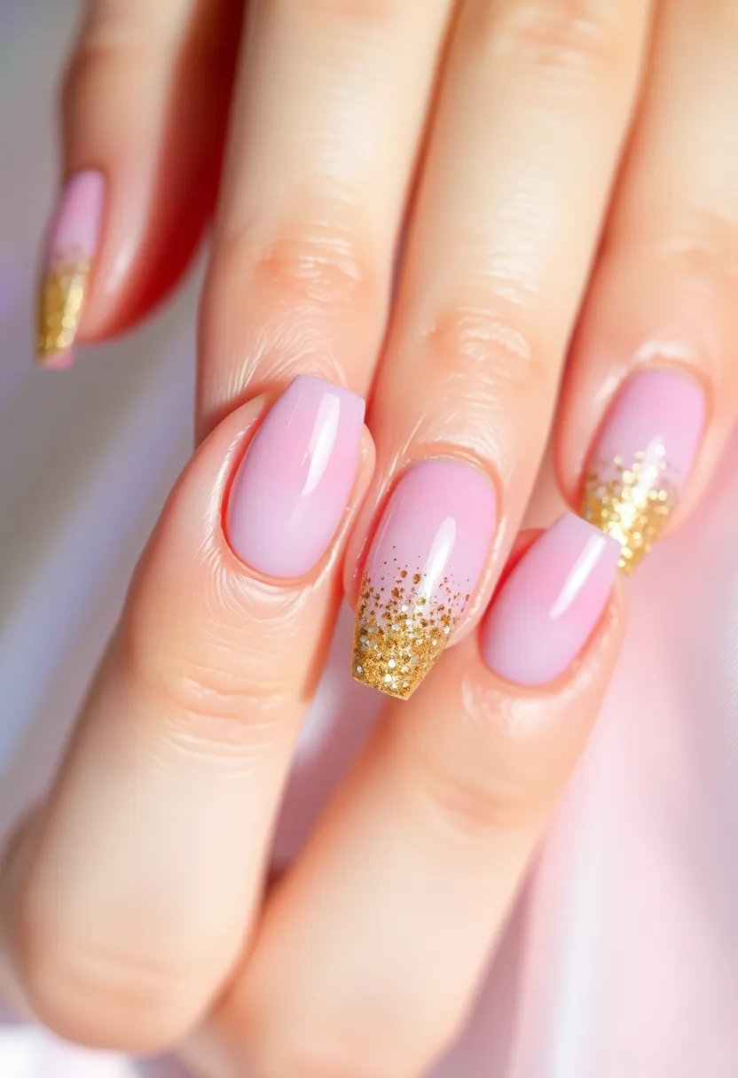 30 Classic Acrylic French Tip Nail Ideas for Eternal Chic - 26. Gradient and Glitter