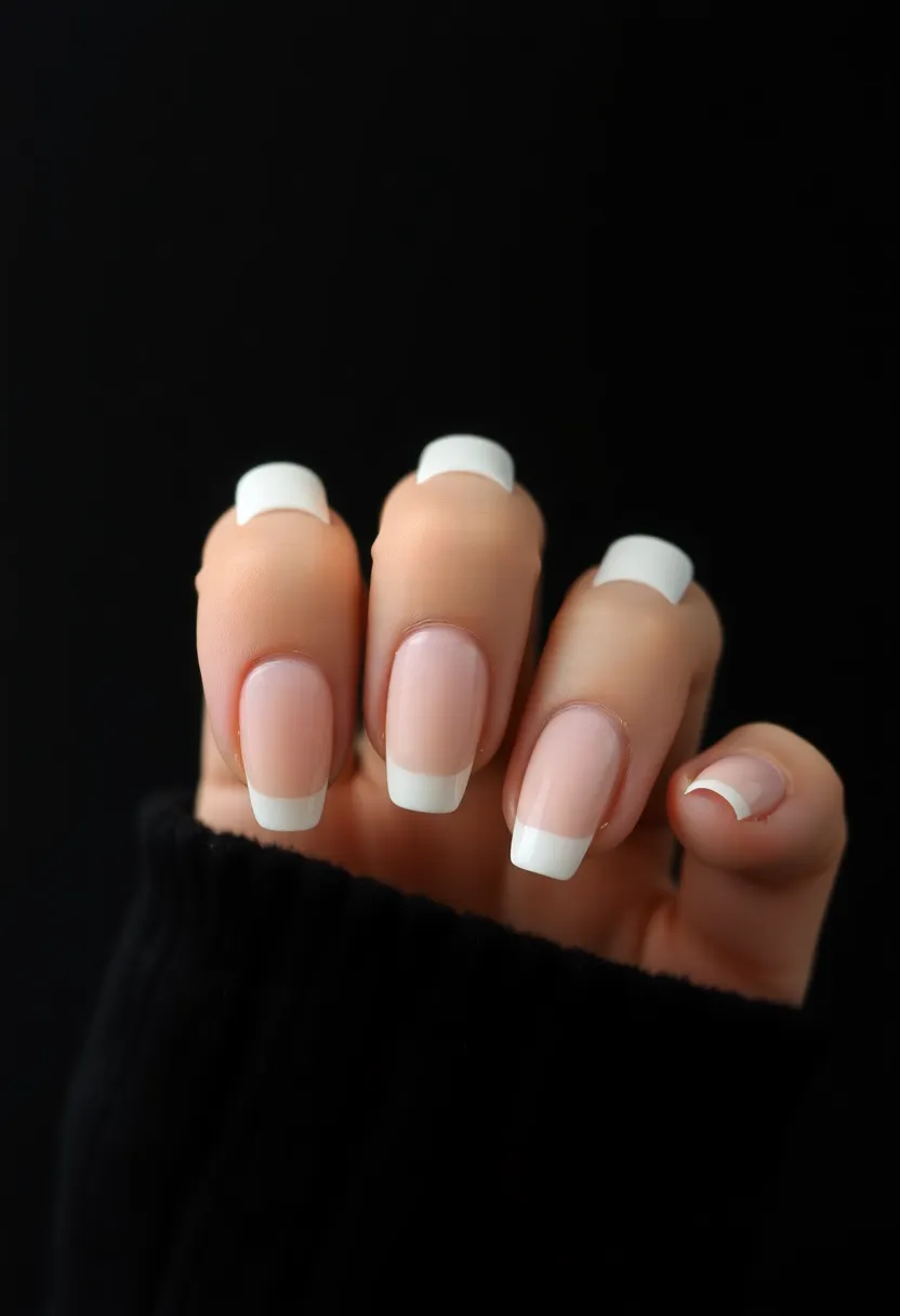 30 Classic Acrylic French Tip Nail Ideas for Eternal Chic - 28. Half-Moon French Tips