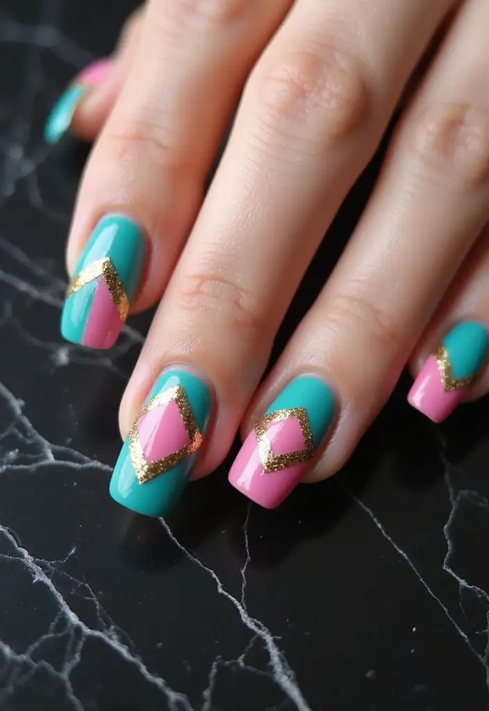 30 Classic Acrylic French Tip Nail Ideas for Eternal Chic - 3. Geometric French Tips
