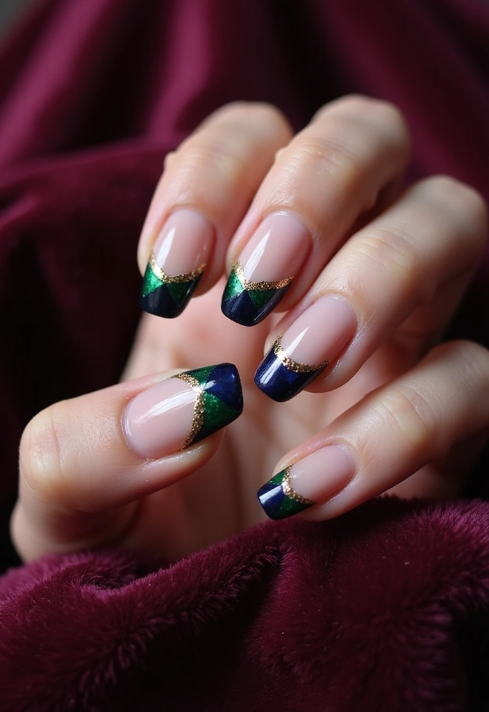 30 Classic Acrylic French Tip Nail Ideas for Eternal Chic - 6. Jewel-Toned Tips