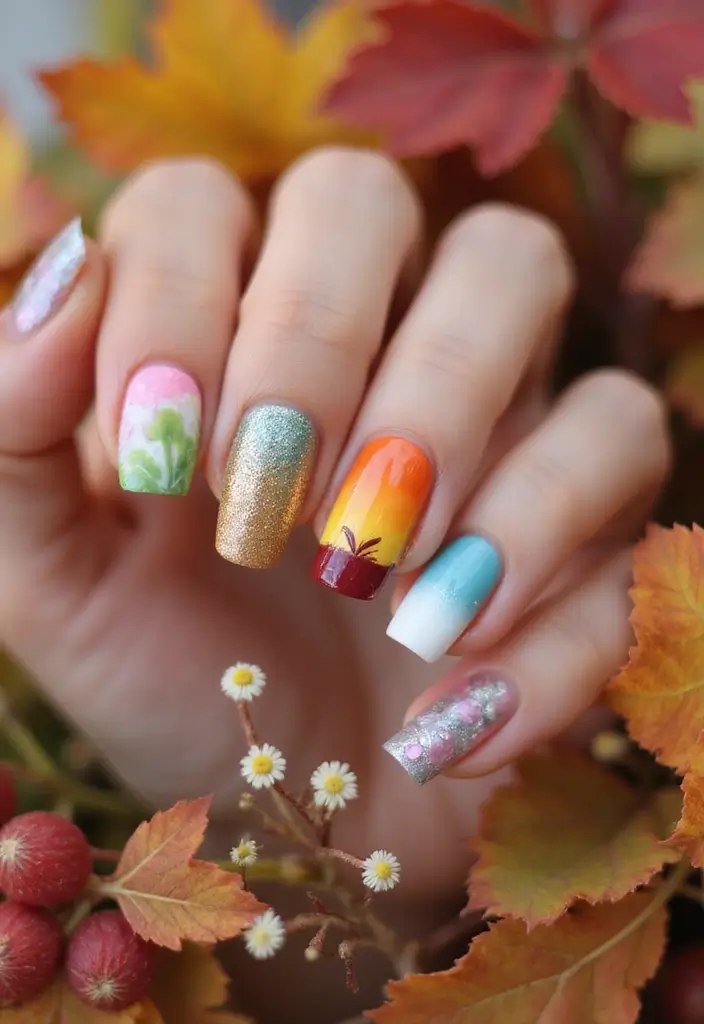 30 Classic Acrylic French Tip Nail Ideas for Eternal Chic - 7. Seasonal Vibes