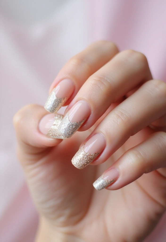 30 Classic Acrylic French Tip Nail Ideas for Eternal Chic - 8. Glitter and Glam